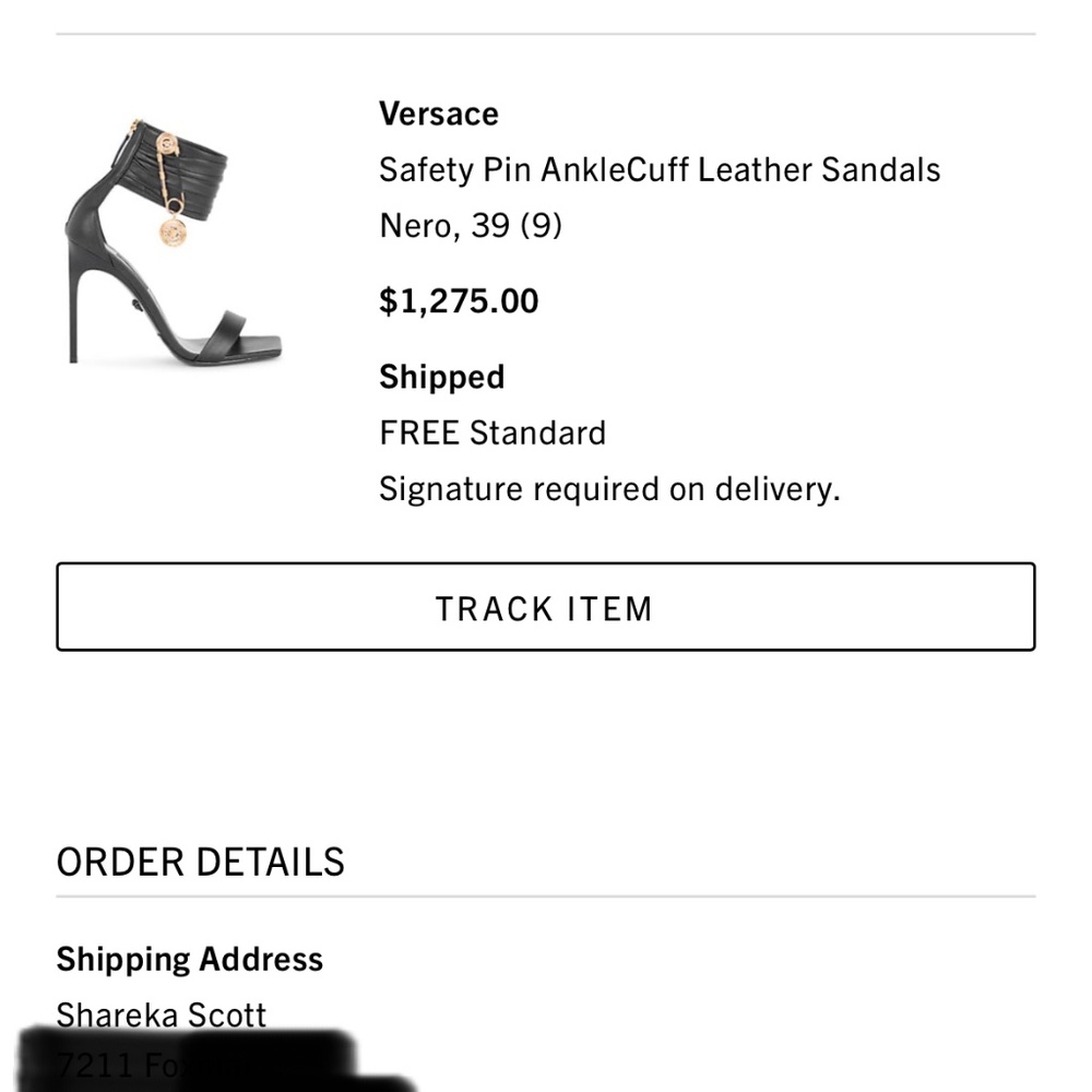 Versace Safety Pin AnkleCuff Leather Sandal